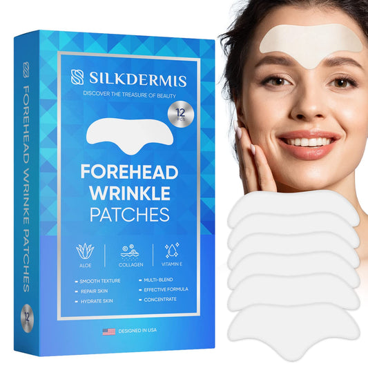 Forehead Wrinkle Patches 12Pcs with Aloe, Collagen, Vitamin E, anti Wrinkle Patches, Forehead Wrinkles Treatment