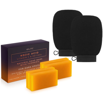 Kojic Acid Vitamin C and Retinol Soap Bars with Turmeric for Dark Spot (2 Pack)