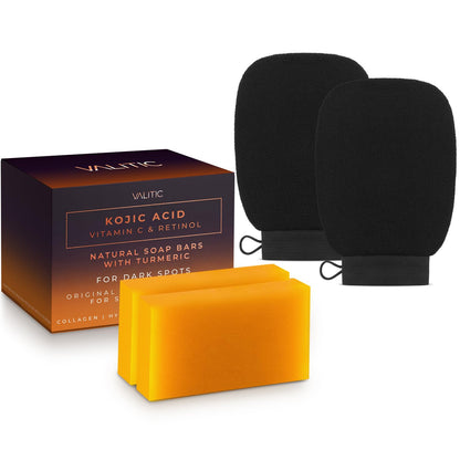 Kojic Acid Vitamin C and Retinol Soap Bars with Turmeric for Dark Spot (2 Pack)