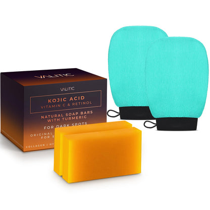 Kojic Acid Vitamin C and Retinol Soap Bars with Turmeric for Dark Spot (2 Pack)